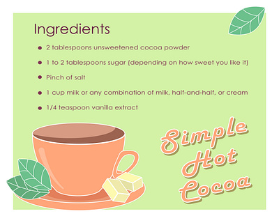 Simple Hot Cocoa adobe illustrator cocoa cocoa recipe illustration kammerel vector