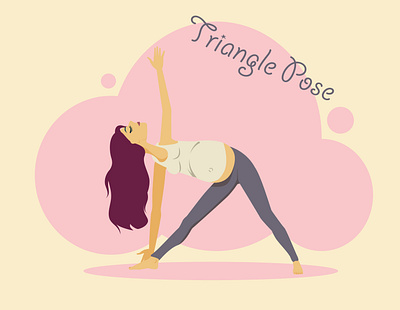 Triangle Pose flat health healthcare illustration kammerel pregnancy pregnant triangle vector yoga yoga pose