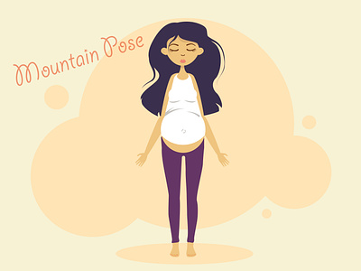 Mountain Pose mountain lifestyle pregnancy pregnant yoga flat illustration kammerel vector illustration