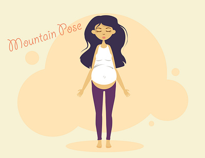 Mountain Pose flat illustration illustration kammerel lifestyle mountain pregnancy pregnant vector yoga