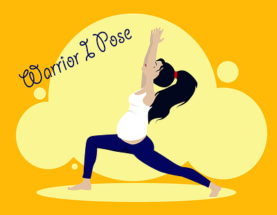 Warrior I Pose flat health healthcare illustration kammerel lifestyle pregnancy pregnant vector yellow yoga yoga pose