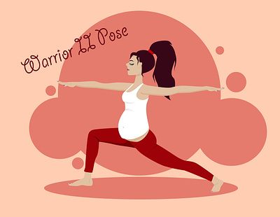 Warrior II Pose flat flat illustration healthcare illustration kammerel lifestyle pregnancy pregnant vector yoga yoga pose