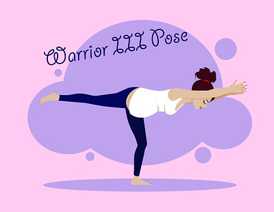 Warrior III Pose flat flat illustration girl healthcare illustration kammerel lifestyle pregnancy pregnant sport vector woman yoga yoga pose