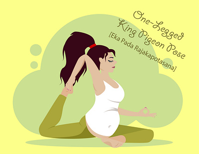 One Legged King Pigeon Pose baby flat illustration girl healthcare illustration kammerel lifestyle pregnancy pregnant sport vector woman yoga yoga pose
