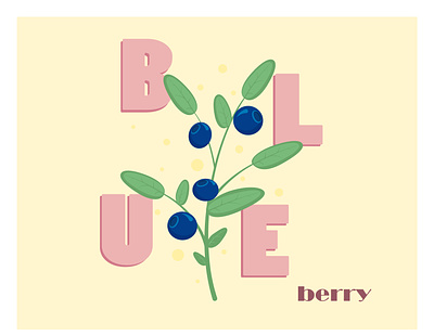 Blueberry berry blueberry color flat illustration font forest illustration kammerel leaf leaves plant vector