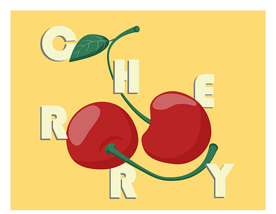 Cherry adobe illustrator berry cherry flat flat illustration font fruit green illustration kammerel leaf red tree vector