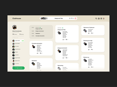 Clubhouse – desktop concept app design flat minimal minimalism ui ux web web design website