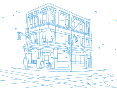OK GROW! Office architecture blue christmas christmas card city coolest cats home line line art mono office snow
