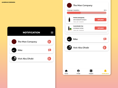 In-App Notifications for Kofluence app app design design illustration ui ux vector web