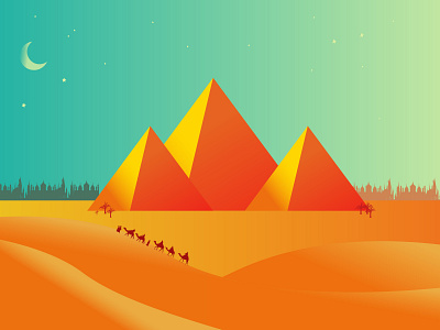 Desert Scene camel desert illustration pyramid scene vector