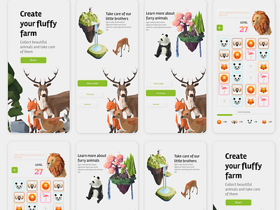 Animal game app design illustration ui ux web website