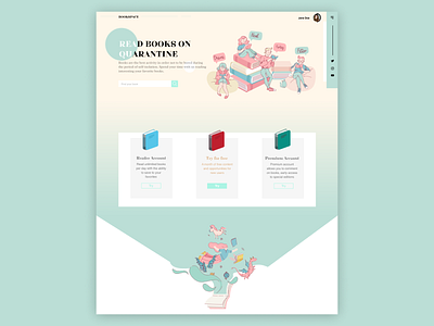 Book store design illustration minimal typography ui ux vector web website