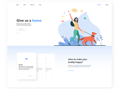 Pet shelter design illustration minimal ui ux web website