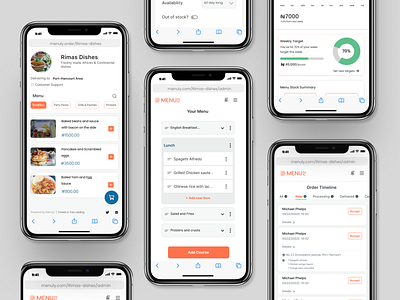 Menuly food ordering menu management product design ui ux