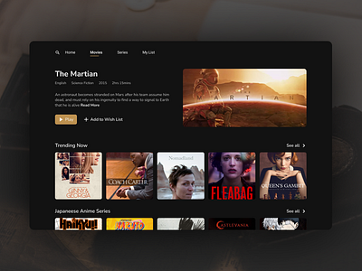 OTT Platform - Movie Exploration darkui design movies ui ux