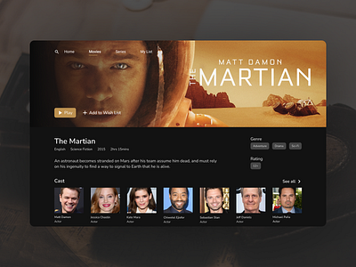 OTT Platform - Movie Description darkui design movies ui ux