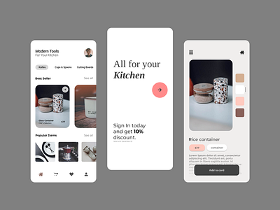 Kitchen Shopping App app design figma graphic design illustration kitchen kitchen app mobile shopping app ui ux
