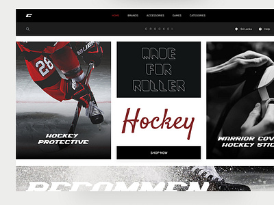 Hockey Accessories Shop Web Landing UI