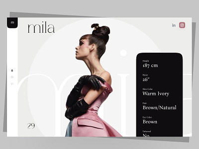 Mila's Portfolio fashion landing page model portfolio ui uiux web landing webdesign