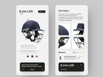 Cricket Headgear Shop Mobile UI