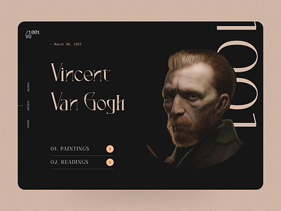 Vincent Van Gogh landing page UI behance design dribbble figma illustration mobile ui ui uiinspiration uiux ux van gogh