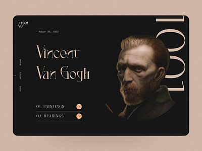 Vincent Van Gogh landing page UI