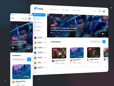 Streaming Platform 🕸️ appdesign blue clean design design elegant emojis figma flat gamely minimal neat pink simple streaming app style ui design ui designer ui designers uxui webdesign