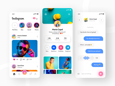 Instagram Redesign ✨ app design clean design illustration instagram modern neat simple ui