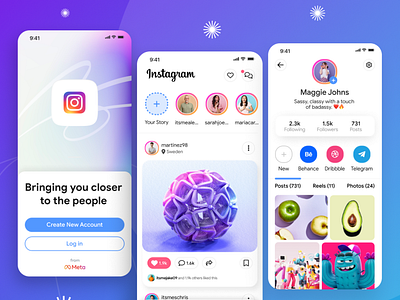 Instagram Redesign 🔮 clean design figma gradient instagram meshgradient mobileapp modern redesign simple ui ui design