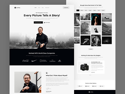 LensKing-Photographer's Personal Portfolio Landing Page Website app black and white branding design graphic design illustration landing page logo minimalist photo photographer photography portfolio portfolio design typography ui ux vector