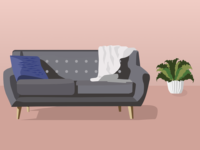 Couch couch digital figma illustration interior interior decor interior design interiordesign plant