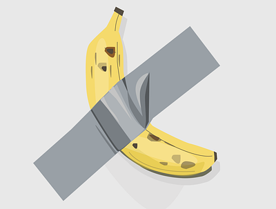 Banana Taped to Wall banana banana taped to wall digital art digital illustration digital illustrations figma tape