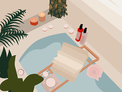 Spa Treatment bathroom bathtub figma graphic design graphic illustration illustration illustration art interior interior decor interior design relaxing
