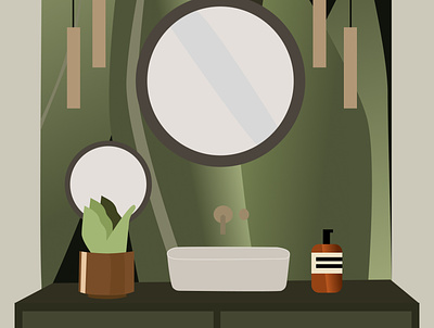 Botanical Bathroom bathroom figma graphic design graphic illustration graphicdesign illustration illustration art interior interior decor interior design