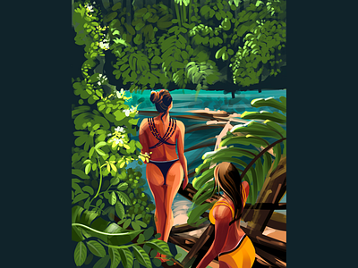 Indonesian Beauty forest illustration illustrator ipadpro lightstudy nudewoman procreate tourists woman illustrator