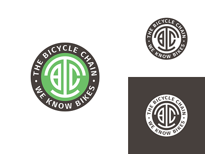 The Bicycle Chain circle concept gray green logo white