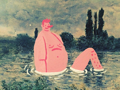 Bather found objects illustration painting weird