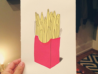 FRIES! food frenchfries junk pencil red screenprint yellow