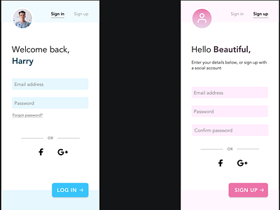 Login / Sign up screens - First attempt with Sketch login design login screen simple design sketch
