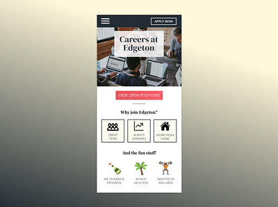 003 - Landing Page - Mobile Careers Site careers page dailyui 003 dailyuichallenge design sketch