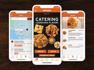 Popeyes Mobile App app design fast food food icon menu ui ux