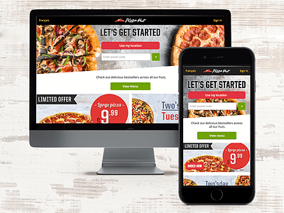 Pizza Hut Canada Responsive Site delivery design food menu mobile pizza ui ux web