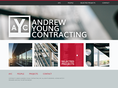 Andrew Young Contracting clean construction contractor gray hero red simple web design website white