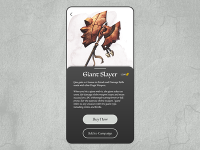 Daily UI Challenge Day 12 / E Commerce daily daily ui dailyui dnd dungeons dragons dungeons and dragons e commerce ecommerce in app purchase item store