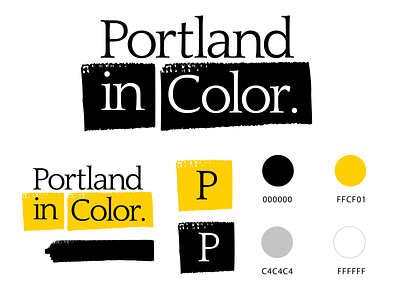 Portland in Color bipoc black brand brand design brand identity branding color gold graphic design highlight logo logomark palette poc portland serif texture type design typography yellow