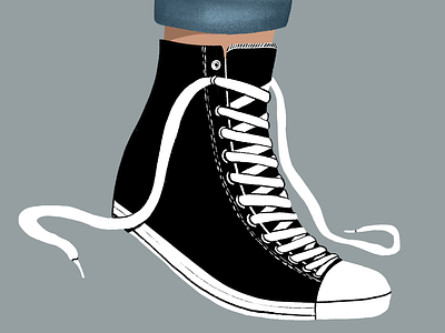 Undone converse drawing foot high tops illustration illustrative ipad ipad pro laces procreate shoe sneaker sneakers