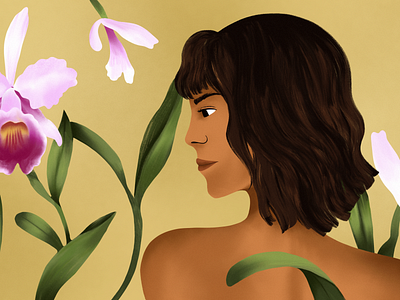 The Unlikely Story of the Body Who Loved the World body botanical character drawing earthy figure gay magazine illustration illustrative leaves nude orchid procreate texture woman