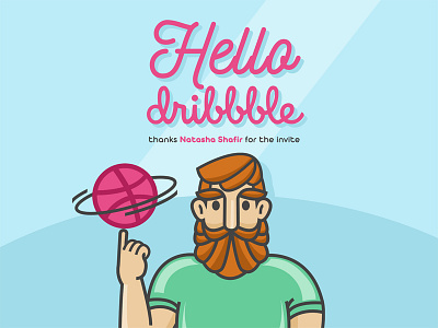Hello Dribbble! beard character color debut hello illustration man
