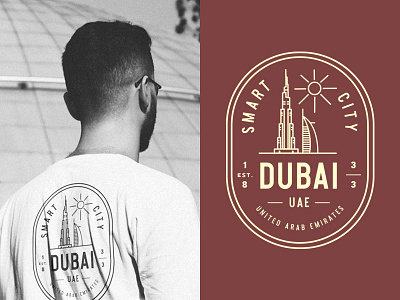 Dubai Vintage Badge badge brand branding city color design flat icon illustration lettering logo minimal tshirt type typography vector vintage