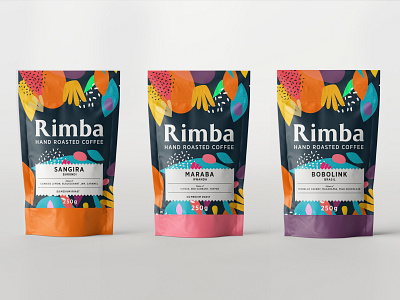 Rimba Hand Roasted Coffee Branding brand brand design brand identity coffeeshop color colors design jungle logo minimal package design packaging packaging design pattern print typography